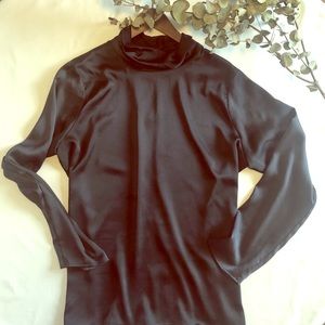 Banana Republic Black Satin mock turtleneck